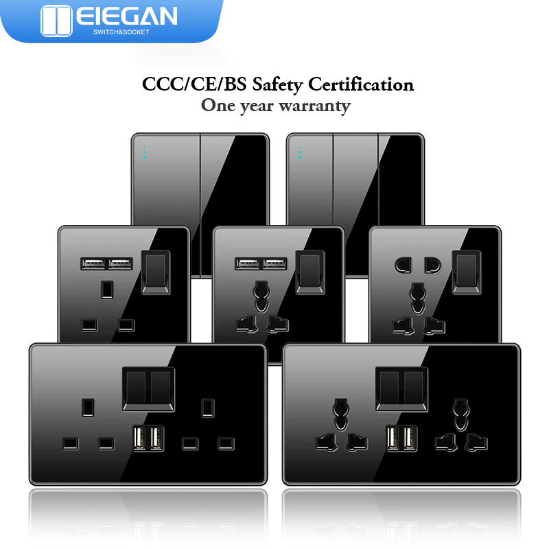 Home Improvement Uk - ELEGAN UK Gniazdo Czarne 16A/20A/45A Pełny